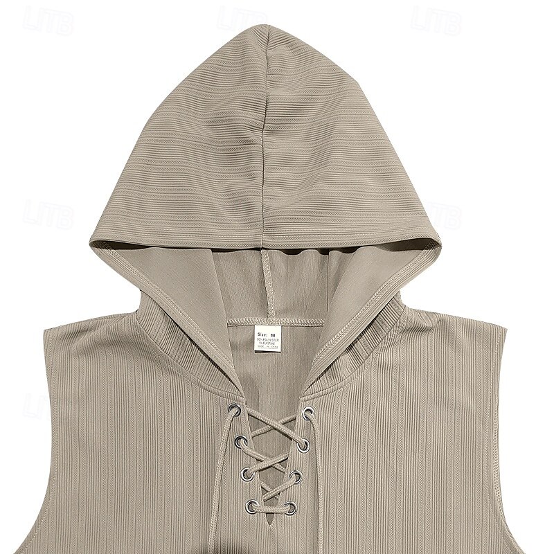Herren Tank Top Weste Unterhemd Ärmelloses Shirt Ärmellos Mit Kapuze Sommer Einfach Mode Designer Urlaub Straße Ausgehen Schwarz Weiß Khaki Top T-Shirt für Herren 2025 - $18.99 –P5