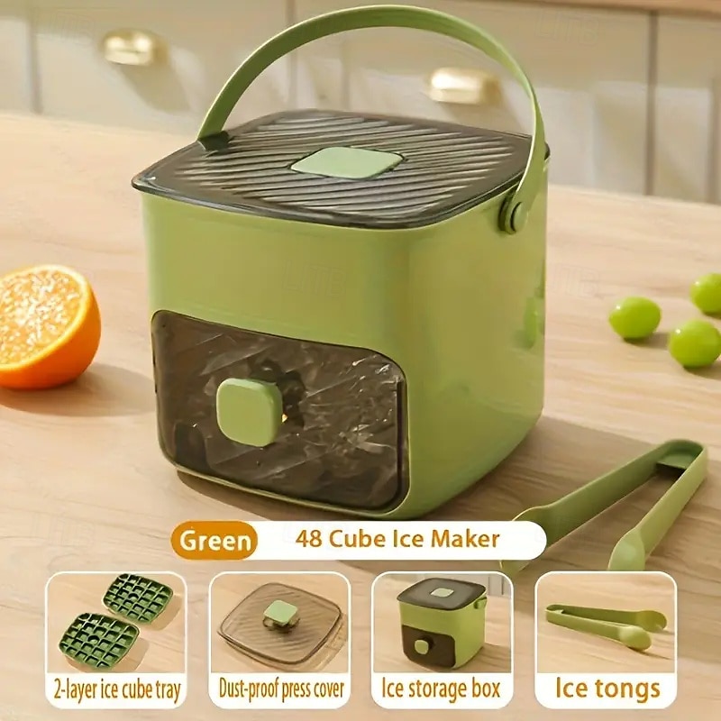 48 ijsblokjesmachine met eenvoudig te openen deksel - grote capaciteit dubbellaags ontwerp voedselveilige kunststof opberglade geschikt voor invriezen - geweldig voor whisky en cocktails essentiële 2026 - $31.99 –P2