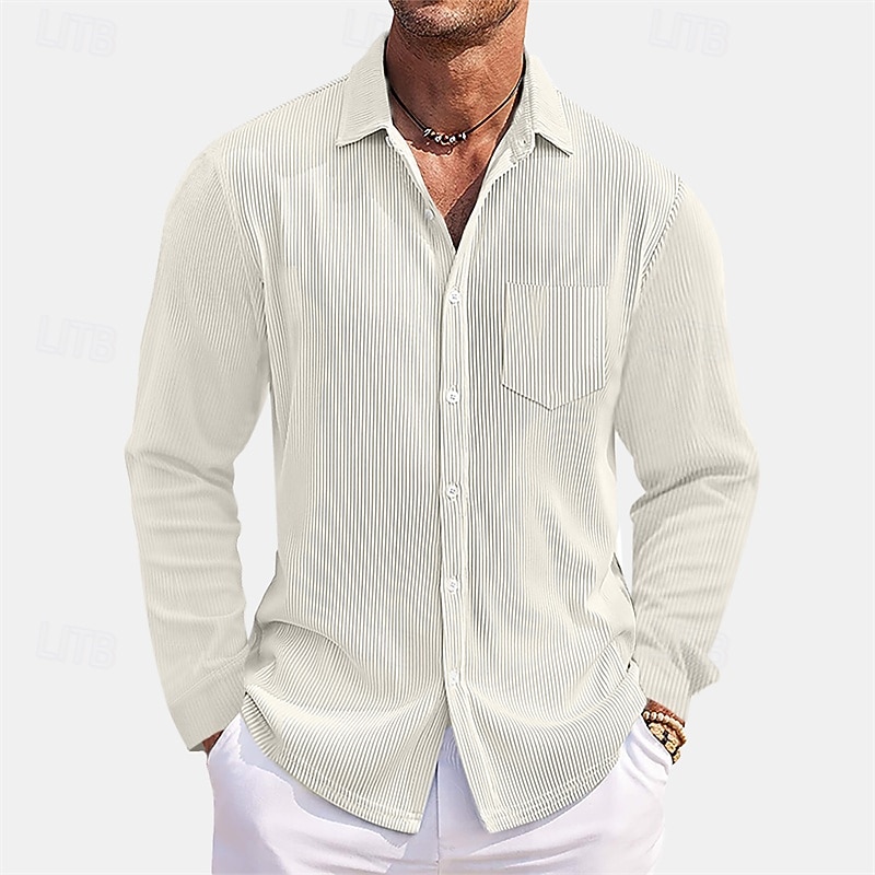 Voor heren Overhemd Zomer overhemd Normaal shirt Strand hemd Overhemd met knopen Zwart Wit Rood Donker Marine Hemelsblauw Lange mouw Effen Revers Vakantie Hawaii Zak Kleding Polyester Modieus Casual 2025 - $32.99 –P6