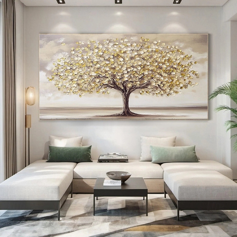 Peinture à l'huile sur toile peinte à la main, paysage, arbres texturés faits à la main en automne, prairie jaune, peinture acrylique, paysage fluvial, art mural, peinture à l'huile pour chambre à de 2025 ? $61.99 –P4