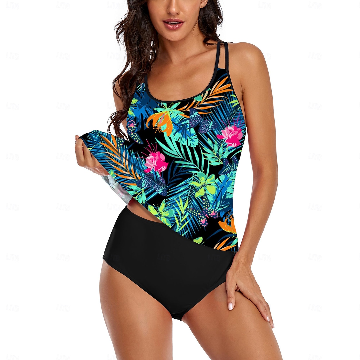 Femme Maillots de Bain Tankini Maillot de bain Hawaïen Magnifique Fleur Feuilles Sans Manches Maillots de bain de 2025 ? $24.99 –P3