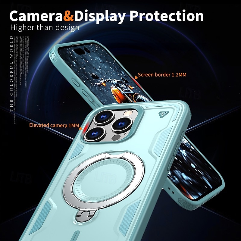 Phone Case For iPhone 16 Pro Max Plus iPhone 15 Pro Max Plus iPhone 14 13 12 Pro Max Plus Back Cover with Stand Holder Magnetic Support Wireless Charging Retro TPU PC 2025 - $19.99 –P13