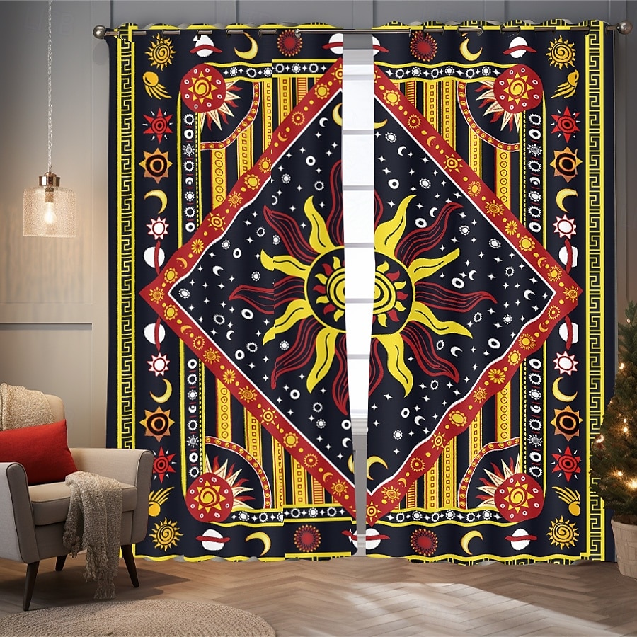 RETRO ABSTRAKTI MANDALA AURINKO JA KUU ISOLAHKOTOULOS ULKOBALCONI KESKUSTELUTILA OLOHUONE KOTIKORISTUS 2-KOSKETUS 3D DIGITAALINEN PRINTTAUS REIKÄTUNNUSVERHO 2025 - $30.99 –P2