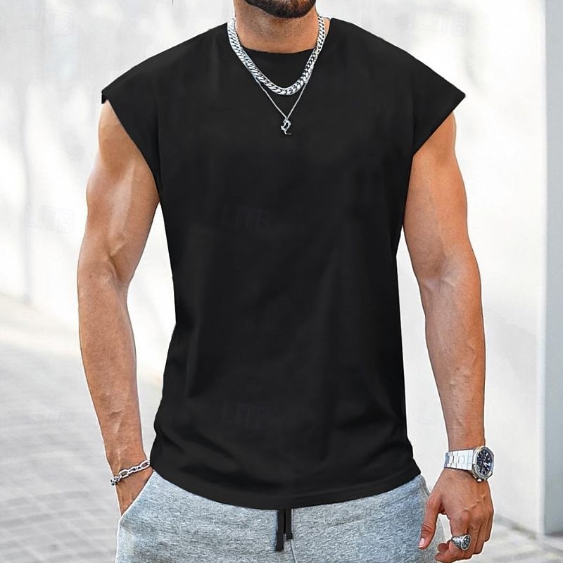 Herren Tank Top Weste Unterhemd Ärmelloses Shirt Ärmellos Rundhalsausschnitt Frühling & Sommer Einfach Mode Designer Urlaub Straße Ausgehen Schwarz Weiß Rote Top T-Shirt für Herren 2025 - $10.49 –P15