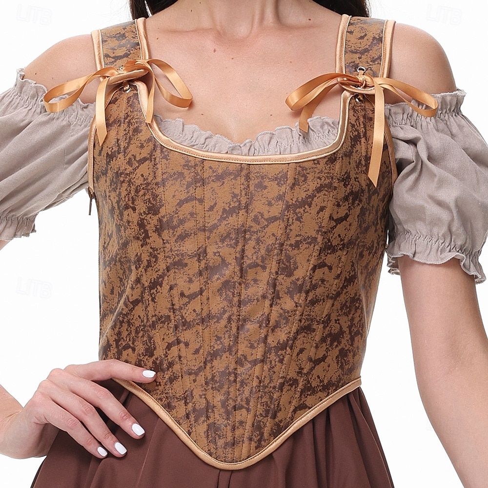 Retro Středověké Renesanční Korzet Kamizelka Prsatější Viking Šněrování Dámské Keltské Fantazie předvečer Všech svatých Karneval Plesová maškaráda Dovolená Běžné / Denní LARP Dospělé Vesta 2025 - $37.99 –P3