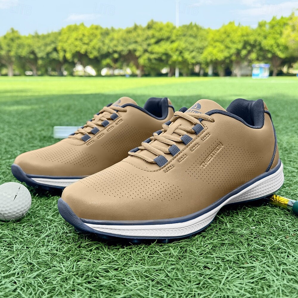 Herren Performance Golf Sneaker in Weiß mit roten Schnürsenkeln, atmungsaktive Mikrofaser, ideal für Amateurgolfer 2025 - $64.99 –P6