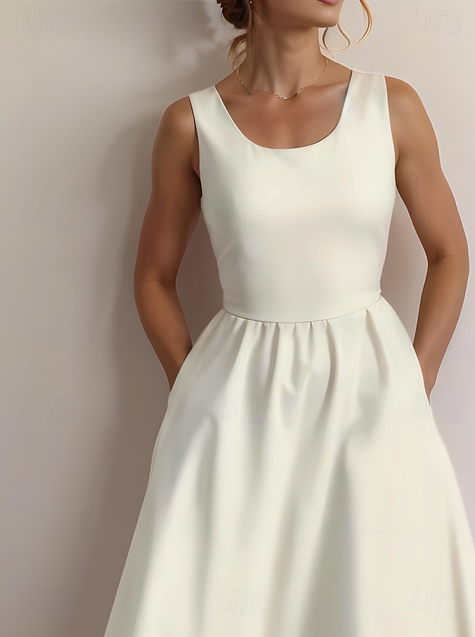 Femmes Robe Midi Robe d'Été Robe trapèze Robe à épaules dénudées Vacances Occasionnel Sortir Coupe régulière Couleur Unie Graphique Uni Sans manches Col en U Noir Blanche Vin Bleu Océan Été de 2025 ? $35.99 –P3