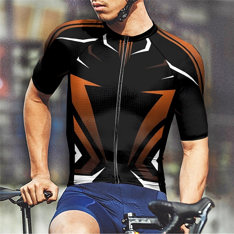 Men's Cycling Jersey Geometric Short Sleeve Bike Tee Tshirt Jersey with 3 Rear Pockets Mountain Bike MTB Quick Dry Anatomic Design Wicking Breathable Sports Yellow Red Blue Clothing Apparel 2026 - $28.99 –P12