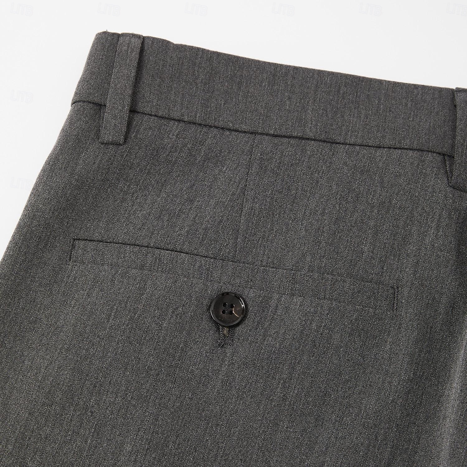 Men's Dress Pants Solid Color Wearable No-Iron Full Length Formal Wedding Party Elegant Fashion Black Grey Micro-elastic 2026 - $56.99 –P9