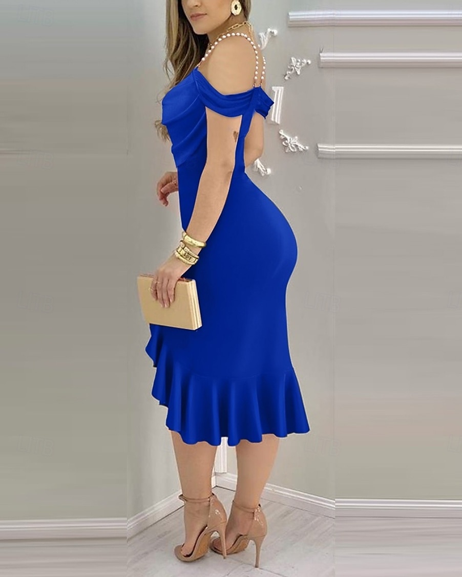 Pentru femei Rochii Midi Rochie eleganta Elegant Concediu Dată Fit regulat Culoare solidă Manșon scurt Glugă Gât Negru Roșu-aprins Albastru piscină Trifoi Vară 2025 - $23.99 –P2