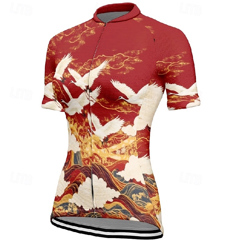 Mujer Maillot de Ciclismo Animal Flor Manga Corta Bicicleta Camiseta Maillot con 3 bolsillos traseros MTB Bicicleta Montaña Secado rápido Diseño Anatómico Capilaridad Transpirable Deportes Negro Rojo 2026 - $30.99 –P15