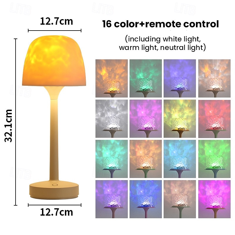 Projecteur sans fil à vagues océaniques, lampe de table à changement de couleur RVB, veilleuse portable à piles, projecteur d'aurores boréales à LED avec télécommande pour chambre à coucher, salon, de 2025 ? $32.99 –P1
