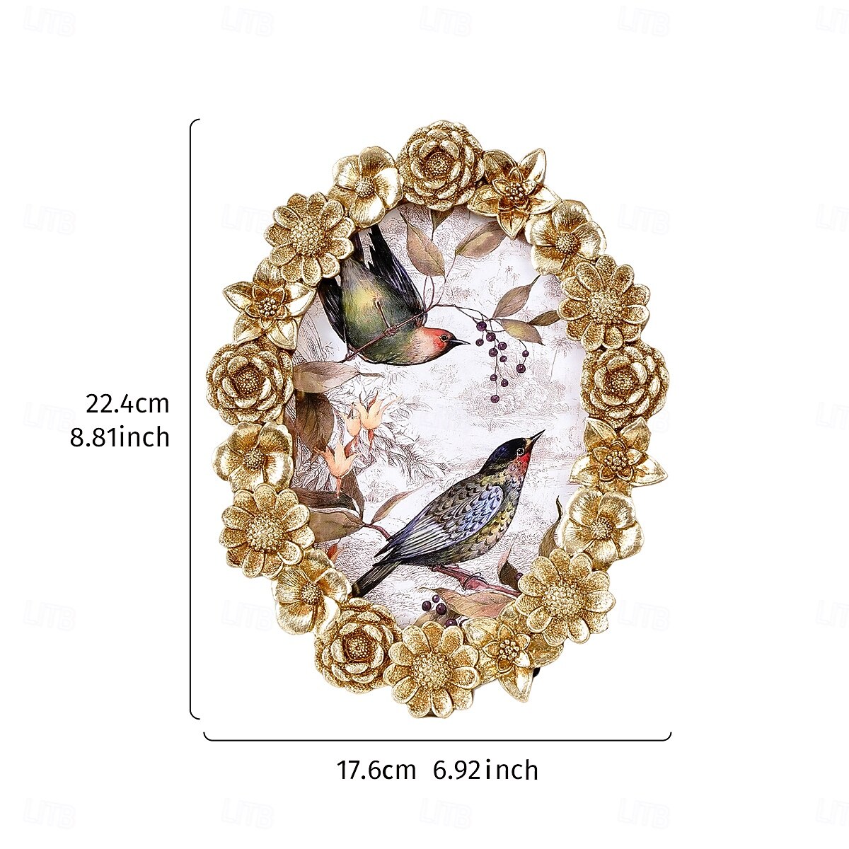 cadre photo décoratif floral 3D doré, cadre ovale de 5,7 pouces &Cadre rectangulaire 4x6 pouces, cadre photo de table en résine, affichage horizontal et vertical pour la décoration intérieure et les de 2025 ? $12.59 –P3