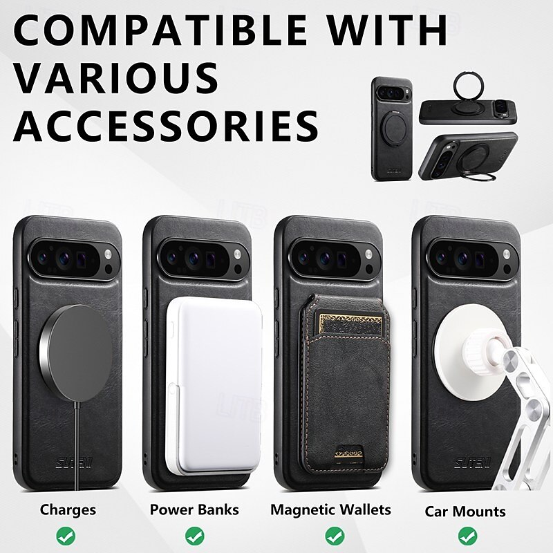 Phone Case For Google Pixel 9 Pro Pixel 9 Pro XL Pixel 8 Pro Pixel 8 Pixel 9 Pixel 7 Pixel 7 Pro Pixel 6 Pixel 6 Pro Back Cover with Stand Holder Magnetic Support Wireless Charging Retro TPU PU 2025 - $25.99 –P8