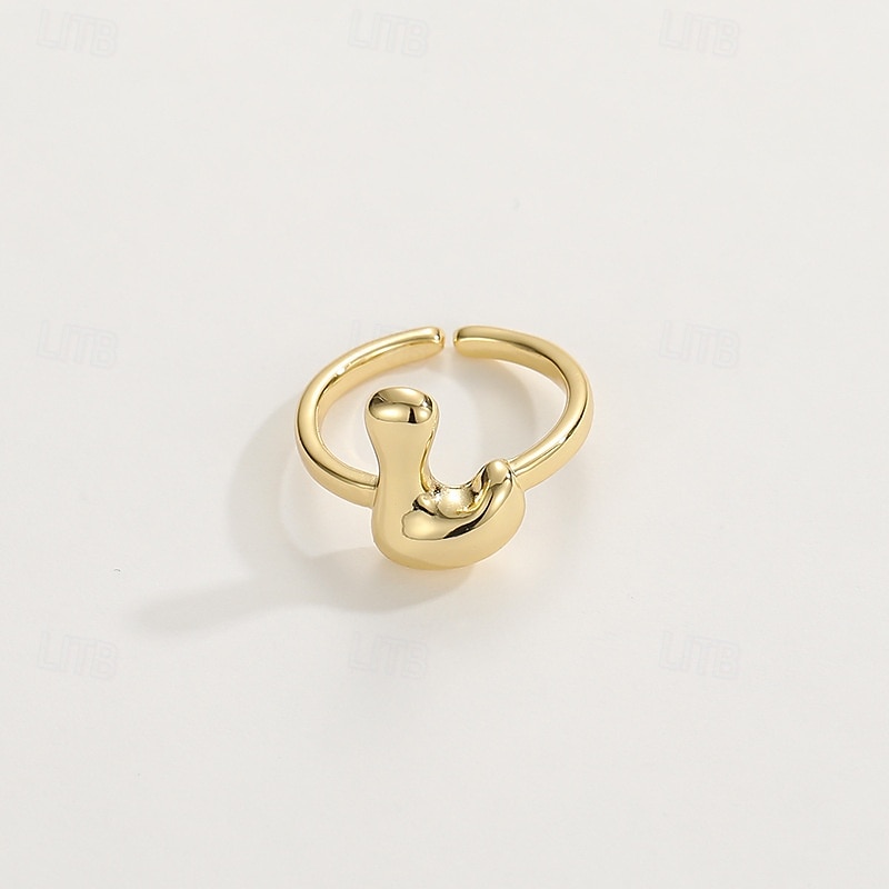 anello con lettera personalizzata, regalo per la mamma, anello con alfabeto regolabile placcato oro 18k, finitura liscia, anello iniziale a fascia aperta, gioielli eleganti per le donne del 2025 a $4.99 –P3