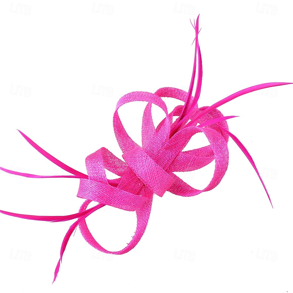 Kopfschmuck Faux Leinen Hochzeits Pferderennen Cocktail Elegant Süß Mit Feder Kopfschmuck Kopfbedeckung 2025 - $31.99 –P3