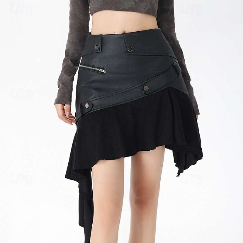 Retro Vintage Medieval Steampunk Mini Skirt Pirate Ruffle Asymmetric Hem Women's Halloween Carnival Casual Daily Ren Faire Adults' Skirt 2025 - $45.99 –P6