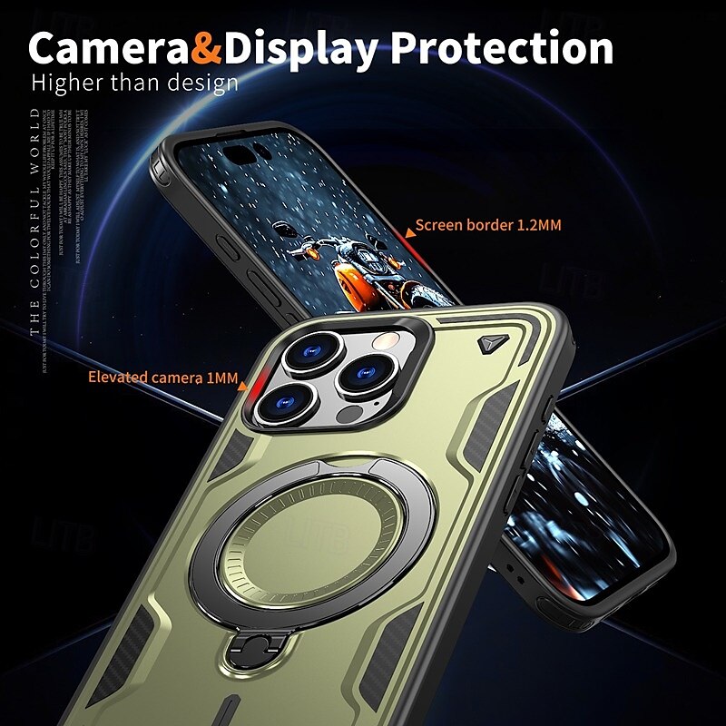 Phone Case For iPhone 16 Pro Max Plus iPhone 15 Pro Max Plus iPhone 14 13 12 Pro Max Plus Back Cover with Stand Holder Magnetic Support Wireless Charging Retro TPU PC 2025 - $19.99 –P2