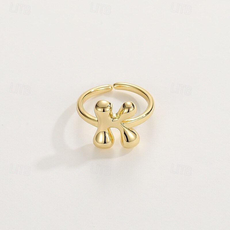 anello con lettera personalizzata, regalo per la mamma, anello con alfabeto regolabile placcato oro 18k, finitura liscia, anello iniziale a fascia aperta, gioielli eleganti per le donne del 2025 a $4.99 –P19