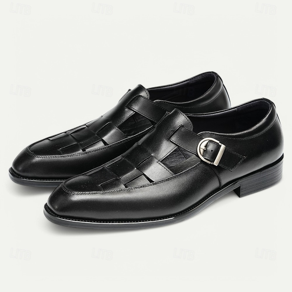 Men's Chic White Leather Monk Strap Shoes - Stylish Choice for Summer Weddings and Formal Events 2025 - $94.99 –P1
