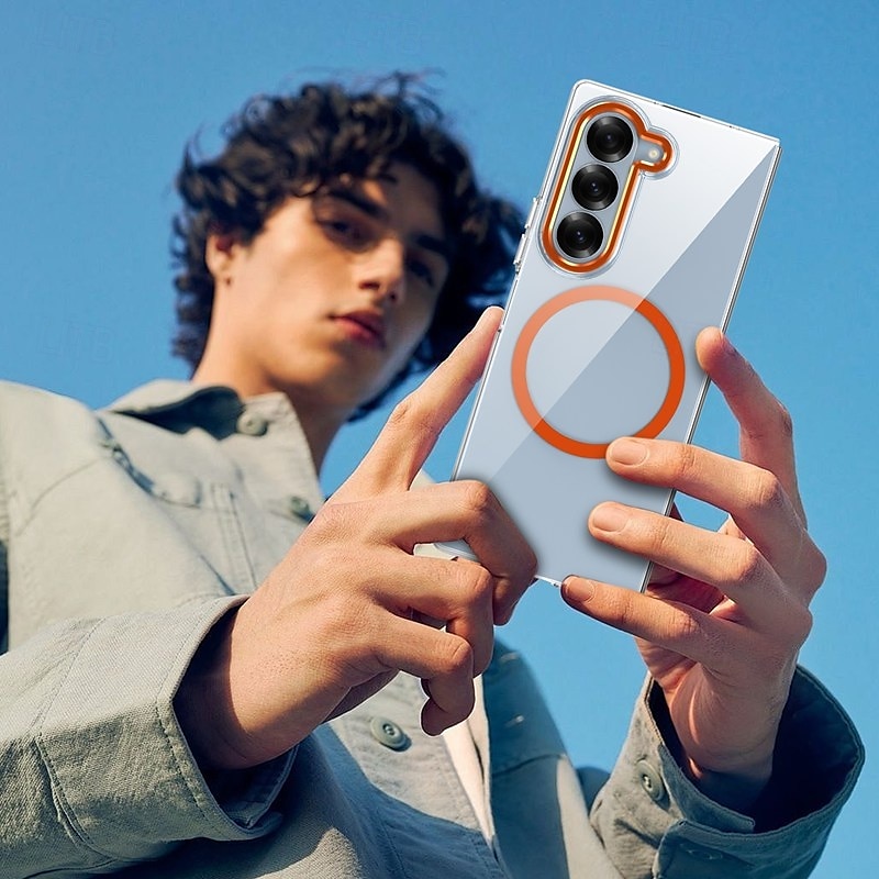 Phone Case For Samsung Galaxy Z Fold 3 Back Cover Magnetic Support Wireless Charging Shockproof Retro PC 2025 - $24.99 –P11