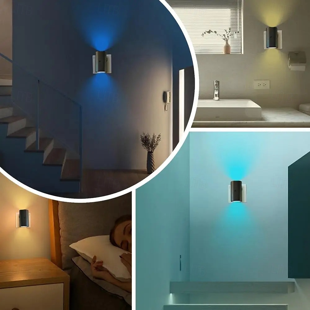 LED-Nachtlichter zum Einstecken, modernes Nachtlicht, zum Einstecken in die Wand, Dämmerungs- bis Morgengrauen-Lichtsensor, dimmbare Wandlampe für Flur, Schlafzimmer, Treppe 2025 - $19.99 –P4