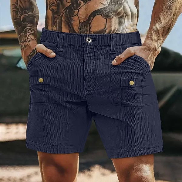 Hombre Pantalón Corto Cargo Pantalones cortos casuales Pantalones cortos de pana Botones Multi bolsillo Pierna recta Plano Transpirable Dispersor de humedad Longitud de la rodilla Exterior Casual 2025 - $23.99 –P7