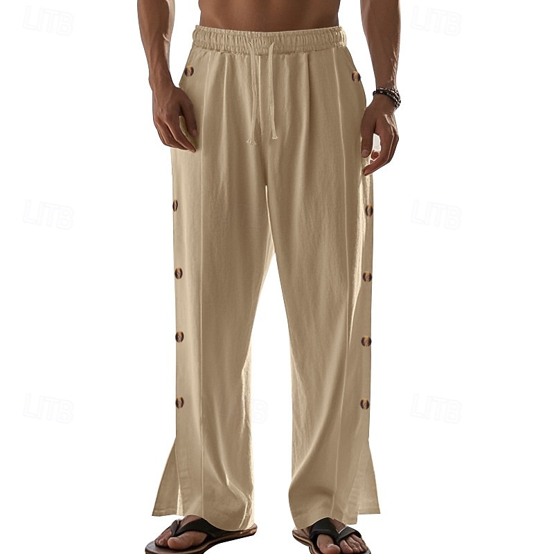Retro Vintage Medieval Renaissance Straight Leg Pants Pirate Viking Button Down Solid Color Men's Viking Halloween Carnival Vacation Casual Daily LARP Adults' Pants 2025 - $23.99 –P1