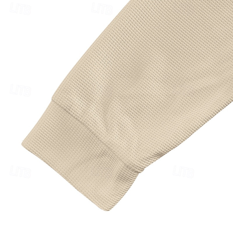 Pánské Tričko s knoflíkem Tričko Waffle Henley košile Tričko Henley Dlouhý rukáv Henley Jaro Podzim Bez vzoru Módní Designové Základní Knoflíky Dovolená ulice Jdeme ven Černá Bílá Královská modř Top 2025 - $17.49 –P6