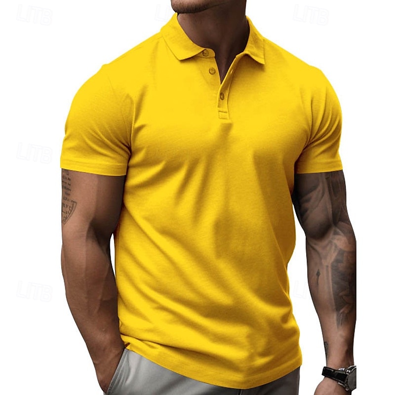 Homens Camisa de golfe Camisas Polos de Golfe Trabalho Casual Lapela Manga Curta Básico Moderno Tecido Botões Verão Normal Preto Branco Amarelo Vermelho Azul Marinha Azul Royal Camisa de golfe de 2025 por $15.49 –P14
