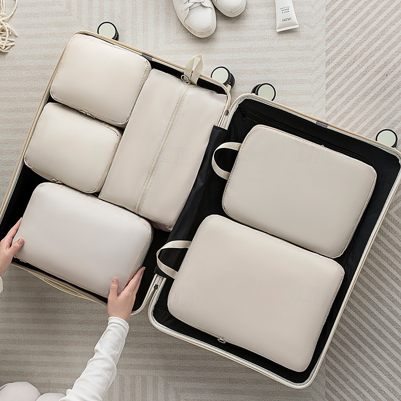 Compression Packing Cubes Set for Travel Luggage Storage and Organizer Space Savers, Digital, Toiletry, Makeup, Clothes, Shoes, Travel Bags 2025 - $26.79 –P1