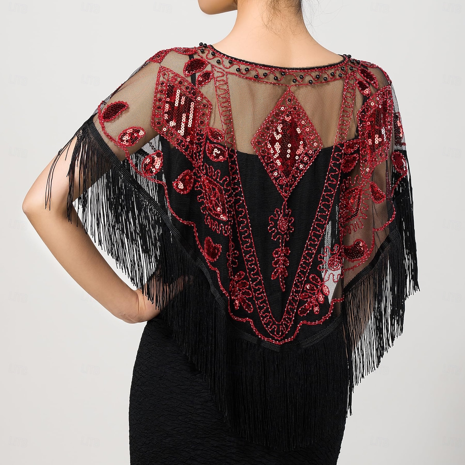 Retro Vintage Roaring 20s 1920s Scarf Wrap Shawls The Great Gatsby Flapper Girl Sequins Tassel Fringe Fancy Dress Women's Carnival Wedding Evening Party Masquerade Adults' Shawl 2025 - $22.99 –P19