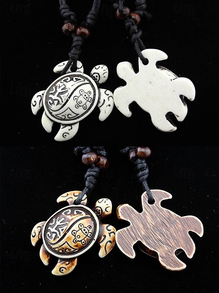 "Collier pendentif tortue de mer tribal pour homme - chaîne en cuir vintage fabriquée à la main, bijoux de style surf bohème pour la plage, les vacances et les vêtements décontractés" de 2025 ? $4.99 –P5