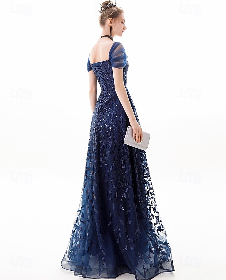Robe de bal A-Line de quinceanera Élégante robe de mariage invité longueur au sol manches courtes dénudée en polyester sans dos avec plis de 2025 ? $109.99 –P3