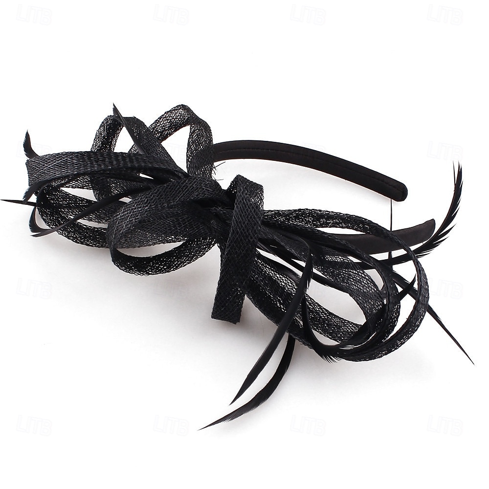 Kopfschmuck Faux Leinen Hochzeits Pferderennen Cocktail Elegant Süß Mit Feder Kopfschmuck Kopfbedeckung 2025 - $31.99 –P1