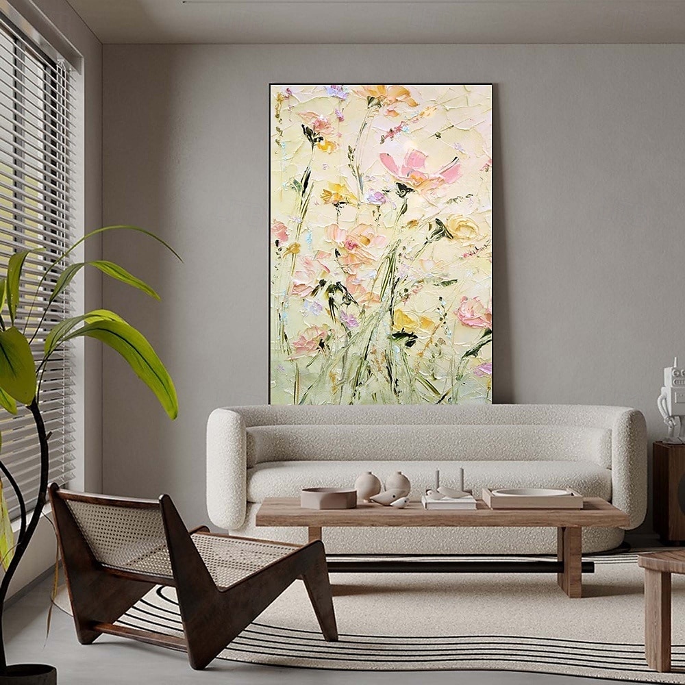 peinture à l'huile de fleurs sauvages peintes à la main, texture 3D faite à la main, peinture à l'huile de fleurs en fleurs, toile de très grande taille, art mural, peinture à l'huile botanique, art de 2025 ? $116.99 –P5