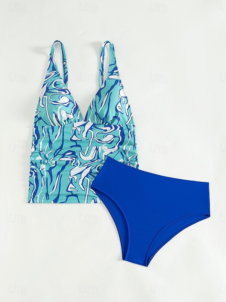 Maillots de bain femmes Bikini 2 pièces Maillot de bain échancré Sans dos Slim Vêtements de plage Vacances Floraux Col halter Sans manches de 2025 ? $23.99 –P14
