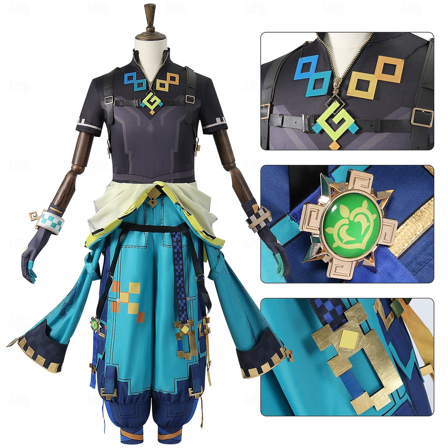 Genshin Impact Kinich Anime Cosplay kostým Boty Cosplay Paruky Cosplay obleky Cosplay Paruky Cosplay boty Karneval Plesová maškaráda Výkon Párty Vrchní deska Kalhoty Korzet Pro Pánské Dospělé 2025 - $69.64 –P5