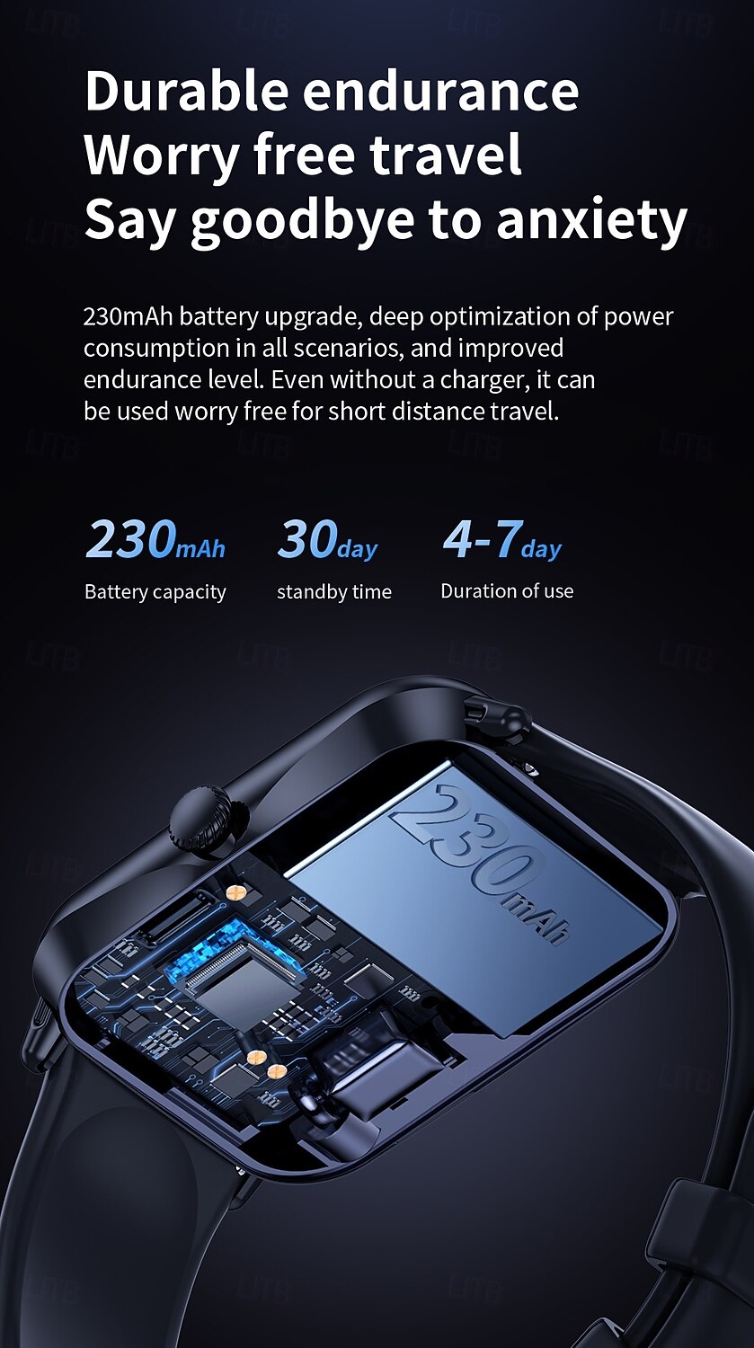 2025年 LIGE BW0903 スマートウォッチ フィットネストラッカー 心拍数モニター Bluetooth Android iOS 防水 1.96"  コレクション – $33.99 –P9