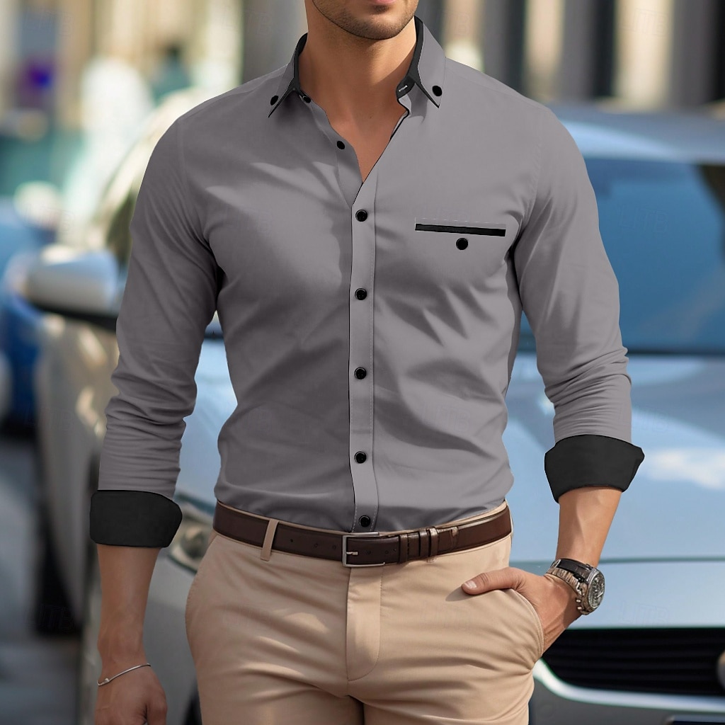 Per uomo Camicia elegante Camicia button-down Camicia non stiro Camicia con Colletto Semplice Matrimonio Lavoro Blu chiaro Bianco Rosa Blu marino Manica Lunga Colletto Tutte le stagioni Abbigliamento del 2025 a $25.99 –P3