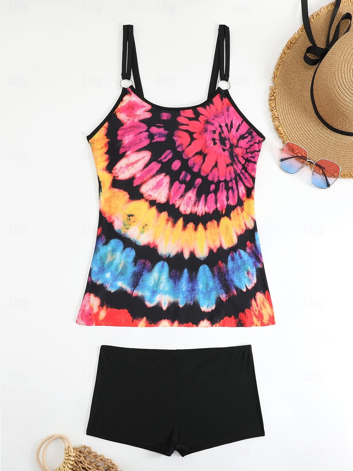 Dam Plusstorlekar Badkläder Tankini 2 st Längre baddräkt Pojkeben Baddräkt Hög midja Stickat Stylish Sportig Paisley Genomskinlig Rund hals Ärmlös Baddräkter 2025 - $24.99 –P3
