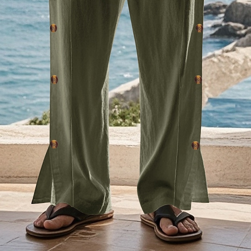 Retro Vintage Medieval Renaissance Straight Leg Pants Pirate Viking Button Down Solid Color Men's Viking Halloween Carnival Vacation Casual Daily LARP Adults' Pants 2025 - $23.99 –P7
