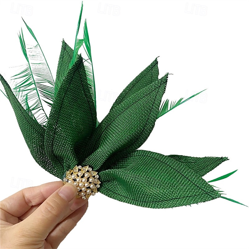 Kopfstück Leinenoptik Federn Hochzeit Abendgesellschaft Elegant Hochzeit Mit Feder Kopfschmuck Kopfbedeckung 2025 - $17.49 –P4
