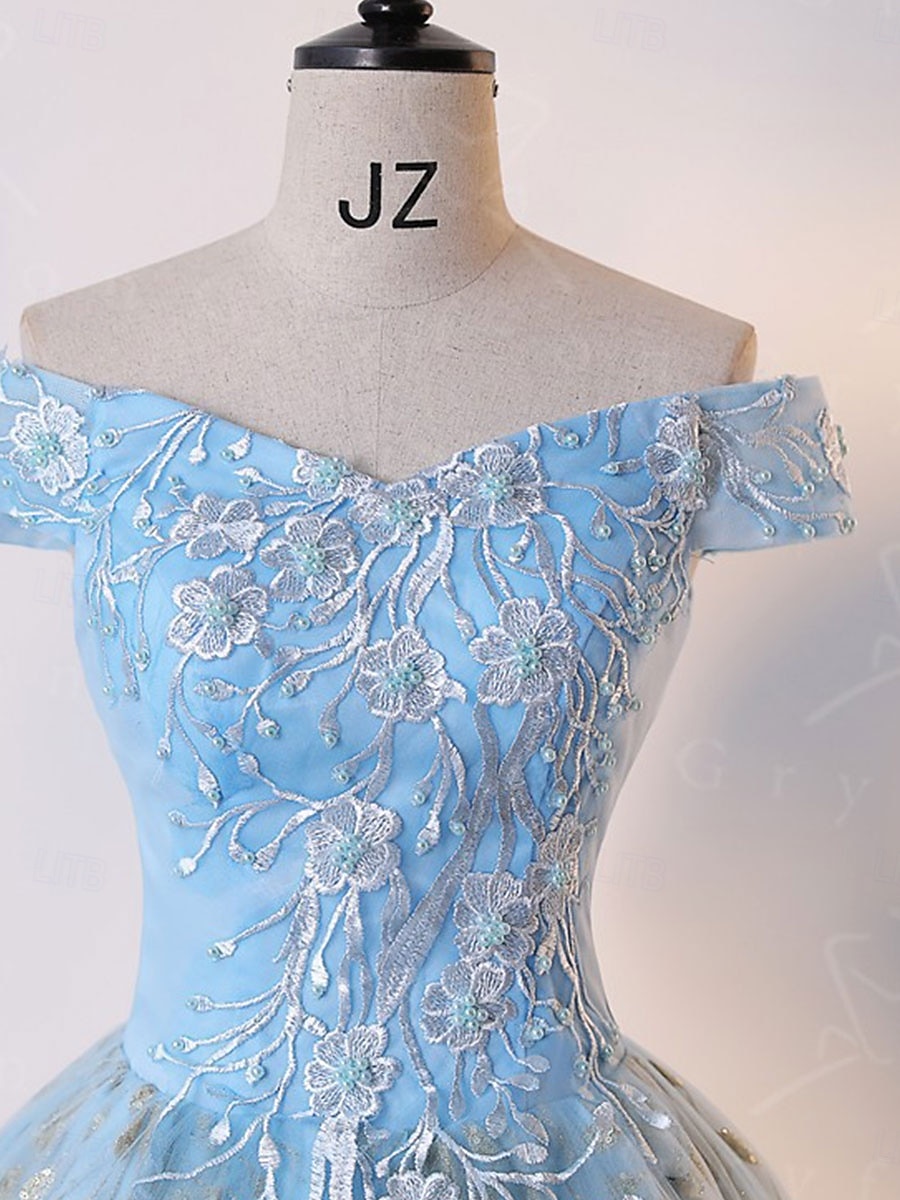 Plesové šaty A-Linie Šaty Quinceanera Elegantní Šaty Svatební Svatební host Na zem Bez rukávů Pod rameny Krajka S hlubokým výstřihem na zádech s Sklady Flitry 2025 2025 - $114.99 –P3