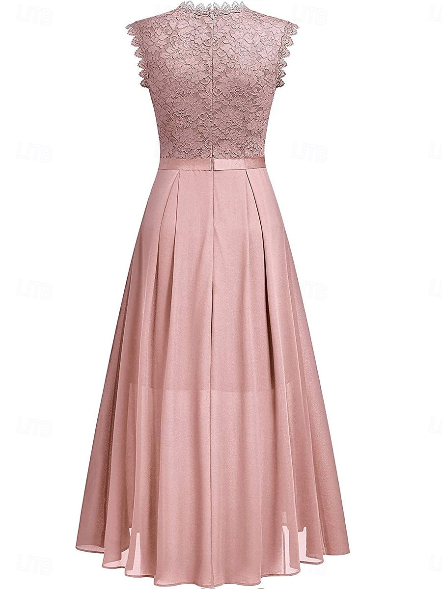 Jurk Moeder van de Bruid Jurk Bruiloft Gast Elegant Casual Ronde Hals Vloerlengte Polyester Mouwloos met Kant 2025 - $79.99 –P4