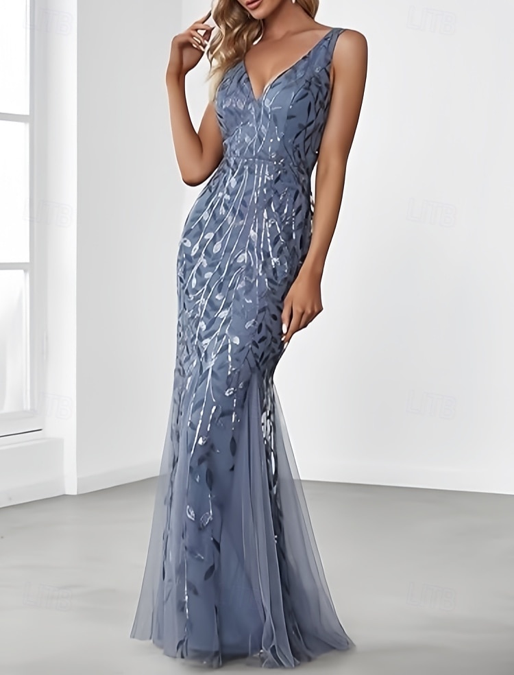 Mermaid / Trumpet Mother of the Bride Dress Wedding Guest Elegant V Neck Floor Length Lace Sleeveless with Lace 2025 - $167.99 –P3