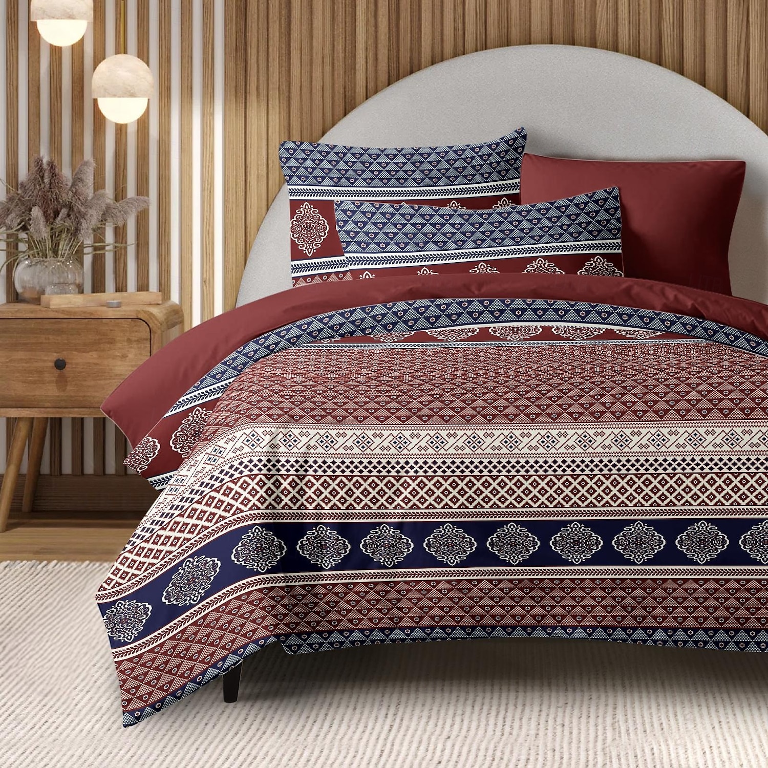 Housse de couette mandala ethnique taille double ensemble de literie en coton ensembles de lit housse de couette douce légère avec 2 taies d'oreiller pour l'été le printemps de 2025 ? $60.99 –P1