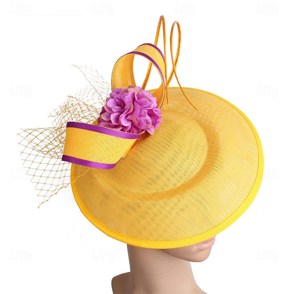 Tocados Lino Artificial Boda Fiesta de Noche Elegante Boda Con Flor Celada Sombreros 2025 - $23.99 –P3