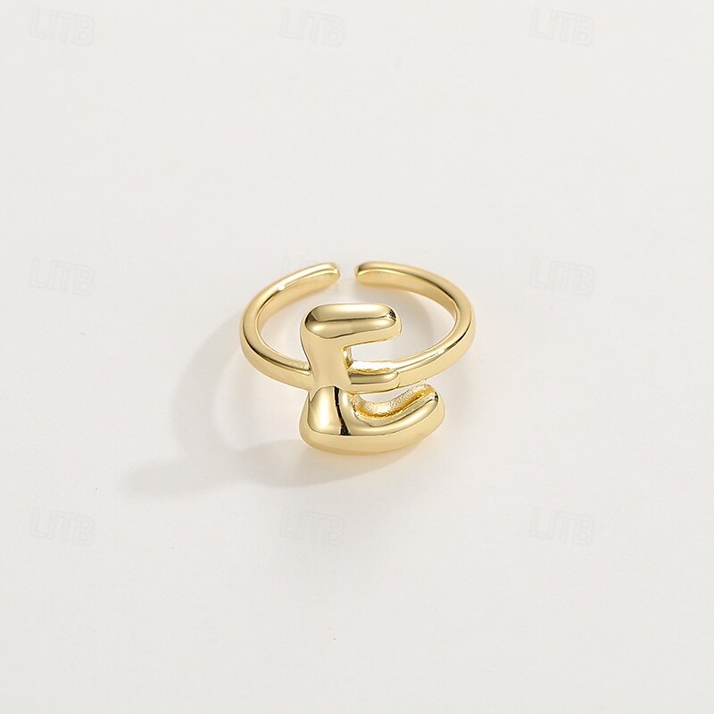 anello con lettera personalizzata, regalo per la mamma, anello con alfabeto regolabile placcato oro 18k, finitura liscia, anello iniziale a fascia aperta, gioielli eleganti per le donne del 2025 a $4.99 –P26