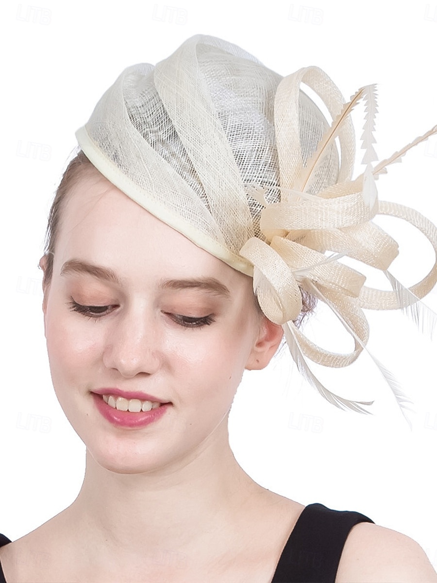 Coiffe Sinamay Chapeau Fedora Course de Chevaux ancien Mignon Avec Plume Casque Couvre-chef de 2025 ? $40.99 –P2
